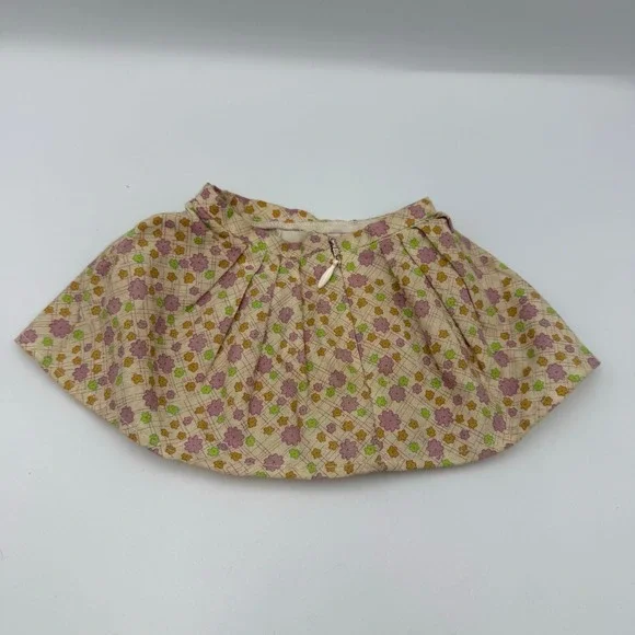 American Girl Doll Floral Pleated Skirt Tan Pink Green 18 Inch Doll Clothes - Picture 3 of 4